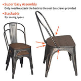 Tolix Lot de 4 chaises de salle à manger empilables en métal pour extérieur, cuisine, bistrot industriel vintage pour restaurant