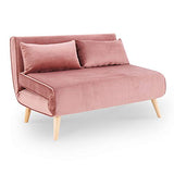 DecoInParis Banquette Convertible 2 Places en Velours Tonka (Rose)