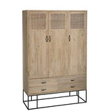 Armoire cannage en rotin tissé et bois de manguier