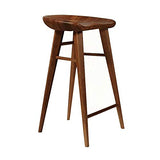 Tabouret de Bar en Bois Massif avec Repose-pieds, Siège Incurvé Ergonomique pour Comptoir Cuisine Café, Chaise de Petit-déjeuner Hauteur 55/65/75 cm (Couleur : Noyer, taille : 65cm)