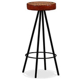 vidaXL 4X Tabouret de Bar Cuir Véritable et Toile Chaise Fauteuil de Bistrot
