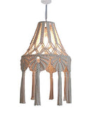 Plafond Pendentif Gland Abat-Jour Style Pastorale Fille Chambre Luminaire Cordon en Coton Tissu en Macramé Décoration Suspension Lampe pour Salon Table À Manger Mariage