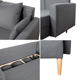 Happy Garden canapé d'angle Convertible ANTONI 3 Places en Tissu Gris. Canapé avec méridienne réversible et Coffre de Rangement.