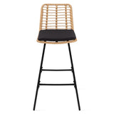 IDMarket - Lot de 2 tabourets de Bar Summer Effet rotin Pied métal Noir