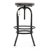 IKAYAA Tabouret Bar Industriel | Bois de Pin Naturel et Métal | Marron Rustique et Noir| Hauteur Réglable | Tabouret Haut pour Salon, Salle à Manger, Cuisine