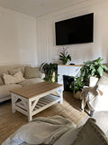 Beliani Table Basse 100 x 60 cm en MDF Effet Bois Clair et Blanc avec Plateau de Rangement pour Salon de Style Traditionnel, Moderne ou Scandinave