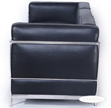 Kardiel Le Corbusier Style LC2 Canapé 3 places en cuir aniline Noir