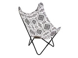 THE HOME DECO FACTORY - Fauteuil Papillon Butterfly Ethnique Noir et Blanc, Métal, 74 x 79 x 101 cm