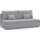 HOMIFAB Canapé Convertible 3 Places avec Coffre de Rangement en Velours côtelé Gris Clair - Milla