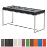CLP Banc BARCI Similicuir Rembourrage Épais I Banquette De Cuisine Design Moderne I Siège De 2 Places Hauteur Assise 48 cm I Support en Acier Inoxydable Noir