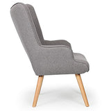 Fauteuil scandinave + pouf Lylou Tissu Gris clair