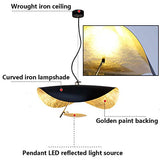LED Pendentif En Forme De Feuille Chapeau Doré Suspension Lampe Hauteur Réglable Plafond Suspension Café Bar Chambre Salon Décoration Lustre Système D'éclairage,Noir,60cm