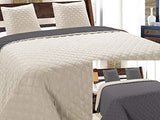 Euromat Couvre-lit double face 3 pièces 220 x 240, 180 x 220 + 2 taies d'oreiller Vigo gris blanc vert, Argenté/beige/gris 013., 220x240+2x40x40 cm