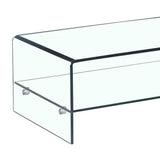 Meubletmoi Table Basse en Verre trempé - avec étagère vitrée rectangulaire - Design Salon Moderne - Ice