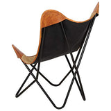 vidaXL Butterfly Fauteuil Papillon en Cuir véritable Marron