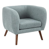 AltoBuy Marvel - Fauteuil Club Tissu Bleu Clair Pieds Bois