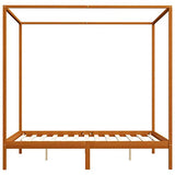 vidaXL Pin Massif Cadre de Lit à Baldaquin Lit Double Lit Adulte Lit Coffre Sommier à Lattes Chambre à Coucher Maison Intérieur Marron Miel 160x200 cm