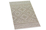 CARPETIA Tapis Sisal Intérieure & Extérieure Balcon Cuisine Terrasse Salle de Séjour - Motif À Losange - Beige crème Größe 140x200 cm
