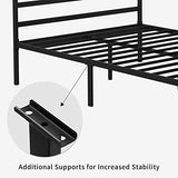 YITAHOME Cadre de lit à baldaquin en métal avec Plateforme de 35,5 cm et tête de lit intégrée. Support de Matelas à Lattes métalliques, sans sommier, Noir, Taille King