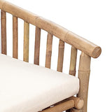 ROCKING GIFTS Fauteuil en Osier de Bambou avec Coussin en Coton Blanc, siège décoratif et Fonctionnel, Chaise de Salon, Jardin, 115 cm