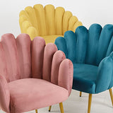 Baroni Home Fauteuil en Tissu avec Assise et Dossier Rembourrés, Fauteuil de Salon avec Jambes Dorées en Fer, Fauteuil Ergonomique et Confortable pour Chambre, Séjour, Bureau, Jaune, 67x64x77 cm