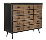 PEGANE Commode, Meuble de Rangement en Bois de Sapin et métal Coloris Noir - Longueur 114 x Profondeur 42 x Hauteur 96 cm