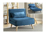 Vente-unique - Fauteuil Convertible POSIO en Tissu - Bleu