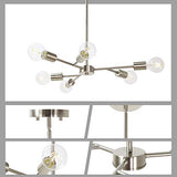 Suspension LED Moderne Spoutnik Luminaire Salon Salle à Manger Plafonnier 6 Lumières Industriel Métal Lustre