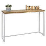 Table d'entree Console iCub Big Wood industriel vintage bois 3cm et métal Blanc 100x30cm. 80cm haute