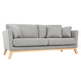 Canapé scandinave 3 Places Gris Clair déhoussable Pieds Bois Oslo