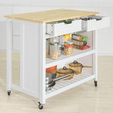 SoBuy FKW74-WN îlot de Cuisine Buffet Séparateur de Cuisine Desserte de Cuisine à roulettes Meuble de Rangement pour Cuisine et Salon avec 2 tiroirs et 2 étagères