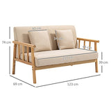 HOMCOM Canapé à 2 Places Fauteuil Salon Moderne et Scandinave Style Naturel en Bois et Tissu - dim. 123L x 69l x 74H cm - Beige