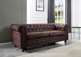 Canapé 3 Places,Chesterfield, Marron, 202cm x 82cm x 72cm