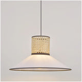 Suspension conique PENNY en coton blanc et cannage