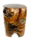 FaHome Tabouret rond en bois de teck - Environ 40 cm - Pour plantes - Table d'appoint - Décoration - Bois massif