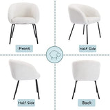 Wahson Fauteuil à Manger Chaise de Salle à Manger Chaise de Loisirs Chaise en Velours pour Chambre à Coucher/Coiffeur (Blanc-Fausse Fourrure)