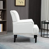 SEPNINE Fauteuil Classique en Cuir synthétique - pour Salon et Chambre - Charge maximale : 150 kg (Blanc)