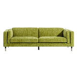 Tousmesmeubles Canapé 3 Places Velours Vert Clair - FUNCHAL - L 240 x l 95 x H 75 - Neuf