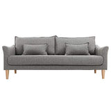 Miliboo Canapé scandinave 3 Places en Tissu Gris et Bois Clair Kate