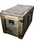 Coffre au trésor en bois avec 4 roues Style vintage - Couvercle rabattable et espace de rangement. 80x45x45 cm. Solide, Stable - aucun assemblage requis - table