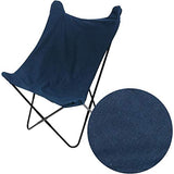 Home Deco Factory HD6000 Fauteuil Papillon Velours Réversible Tissu Bleu Structure Métal Noir H101 x 74 x 79 cm