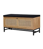 Casâme - Banc avec Rangement Chaussures et façade en Rotin - Rangement Malin - Panneaux de Particules, Rotin et Finitions Métal - pour Entrée - L100 cm x L38 x 47 cm