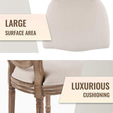 VONLUCE 2 Chaises Médaillon de Salle à Manger, Chaises Rembourrées en Tissu Lot de 2 avec Dossier Rond et Pieds, Chaises de Style Vintage pour Salon Chambre à Coucher