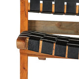 Meubles, chaises, fauteuils, fauteuils inclinables et fauteuils couchés, chaise pliante à rayures croisées en cuir véritable noir
