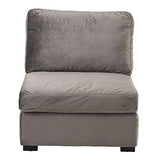Tousmesmeubles Fauteuil chauffeuse Velours Gris - RURUTU - L 96 x l 79 x H 77 - Neuf