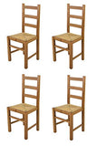 t m c s Tommychairs - Set 4 chaises Rustica pour Cuisine, Bar et Salle à Manger, Robuste Structure en Bois de hêtre peindré en Couleur chêne et Assise en Paille