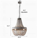 J.NL Bois Perles Lustre pendentifs Trois Vintage rétro Gris Clair Antique Finition Blanc Antique Lampes de Plafond de Cuisine Rustique,White