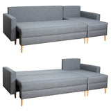 Happy Garden canapé d'angle Convertible ANTONI 3 Places en Tissu Gris. Canapé avec méridienne réversible et Coffre de Rangement.