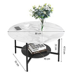 FATIVO Table Basse Ronde Marbre Salon: Table Café Industrielle Design Table Basse Blanche Moderne Scantinave en Pierre Frittée Grand Plateau pour Salon Bureau Café - φ80x48cm Noir