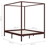 vidaXL Pin Massif Cadre de Lit à Baldaquin Lit Double Lit Adulte Lit Coffre Sommier à Lattes Chambre à Coucher Maison Intérieur Marron Foncé 180x200 cm